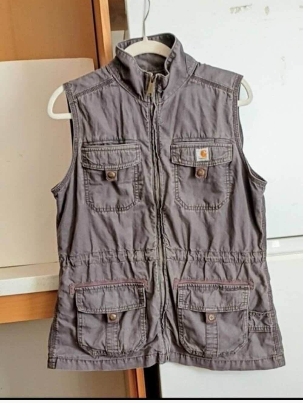 Carhartt Women's Gray Sleeveless Utility Vest with Front Pockets sz M8-10